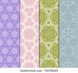 set of modern floral pattern of geometric ornament. Seamless vector illustration. for interior design, printing, wallpaper.