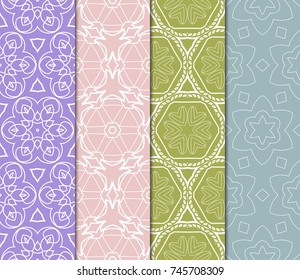 set of modern floral pattern of geometric ornament. Seamless vector illustration. for interior design, printing, wallpaper.