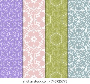 set of modern floral pattern of geometric ornament. Seamless vector illustration. for interior design, printing, wallpaper.