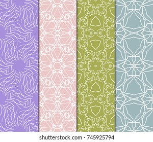 set of modern floral pattern of geometric ornament. Seamless vector illustration. for interior design, printing, wallpaper.