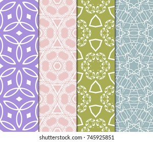 set of modern floral pattern of geometric ornament. Seamless vector illustration. for interior design, printing, wallpaper.