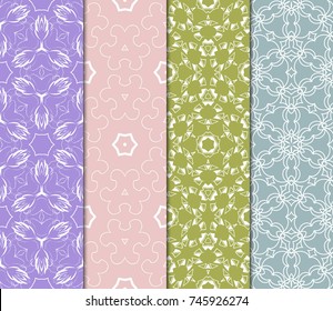 set of modern floral pattern of geometric ornament. Seamless vector illustration. for interior design, printing, wallpaper.