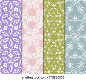 set of modern floral pattern of geometric ornament. Seamless vector illustration. for interior design, printing, wallpaper.