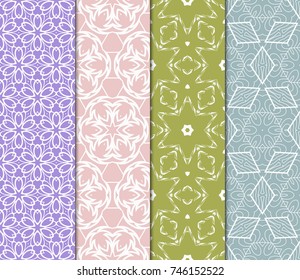 set of modern floral pattern of geometric ornament. Seamless vector illustration. for interior design, printing, wallpaper.
