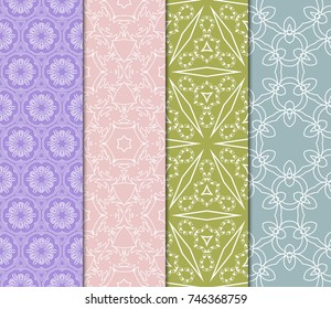 set of modern floral pattern of geometric ornament. Seamless vector illustration. for interior design, printing, wallpaper.
