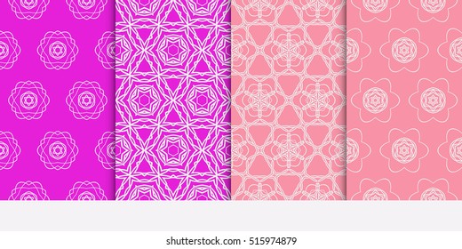 set of modern floral pattern. Seamless vector illustration. for interior design, printing, wallpaper, invitation. purple color