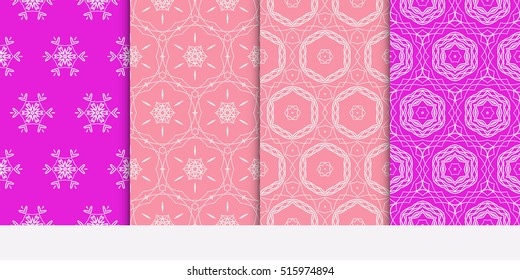 set of modern floral pattern. Seamless vector illustration. for interior design, printing, wallpaper, invitation. purple color