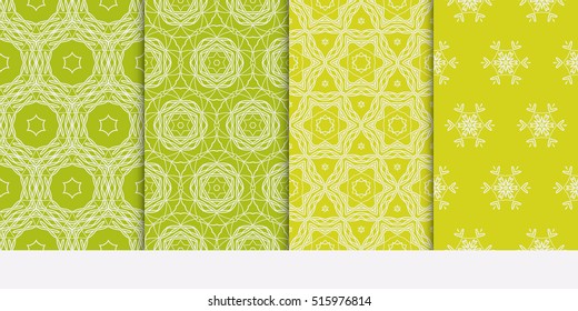 set of modern floral pattern. Seamless vector illustration. for interior design, printing, wallpaper, invitation. green color