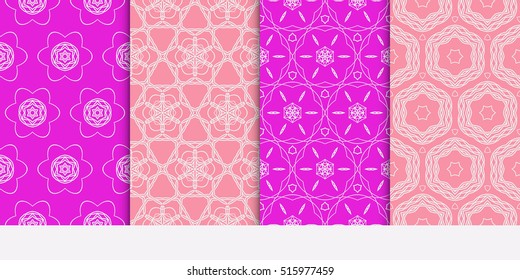 set of modern floral pattern. Seamless vector illustration. for interior design, printing, wallpaper, invitation. purple color