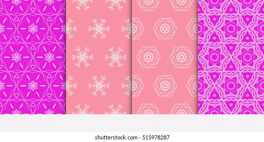 set of modern floral pattern. Seamless vector illustration. for interior design, printing, wallpaper, invitation. purple color