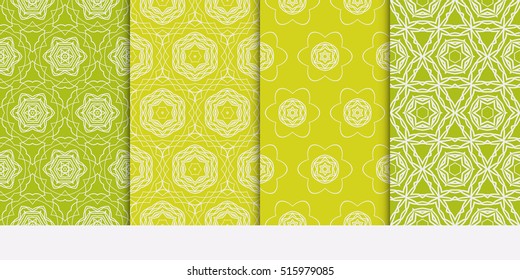 set of modern floral pattern. Seamless vector illustration. for interior design, printing, wallpaper, invitation. green color
