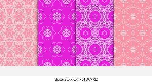 set of modern floral pattern. Seamless vector illustration. for interior design, printing, wallpaper, invitation. purple color