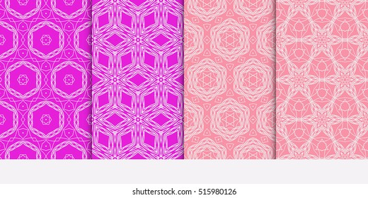 set of modern floral pattern. Seamless vector illustration. for interior design, printing, wallpaper, invitation. purple color