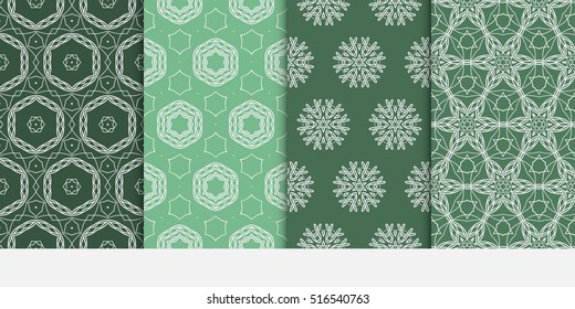 set of modern floral pattern. Seamless vector illustration. for interior design, printing, wallpaper, invitation. green color