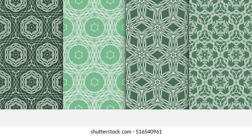 set of modern floral pattern. Seamless vector illustration. for interior design, printing, wallpaper, invitation. green color