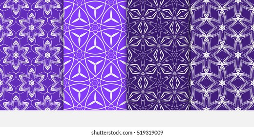set of modern floral pattern. Seamless vector illustration. for interior design, printing, wallpaper, invitation. blue color