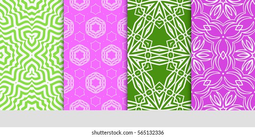 set of Modern floral patterns with geometry flowers. vector illustration. Texture for holiday cards, Valentines day, wedding, wallpaper, web page.