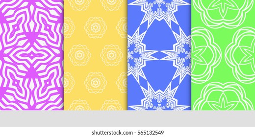 set of Modern floral patterns with geometry flowers. vector illustration. Texture for holiday cards, Valentines day, wedding, wallpaper, web page.
