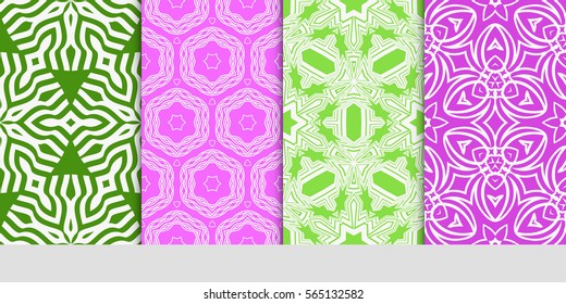 set of Modern floral patterns with geometry flowers. vector illustration. Texture for holiday cards, Valentines day, wedding, wallpaper, web page.