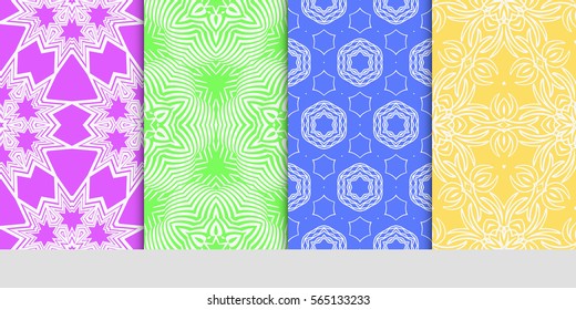 set of Modern floral patterns with geometry flowers. vector illustration. Texture for holiday cards, Valentines day, wedding, wallpaper, web page.