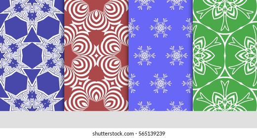 set of Modern floral patterns with geometry flowers. vector illustration. Texture for holiday cards, Valentines day, wedding, wallpaper, web page.