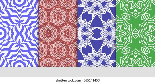 set of Modern floral patterns with geometry flowers. vector illustration. Texture for holiday cards, Valentines day, wedding, wallpaper, web page.