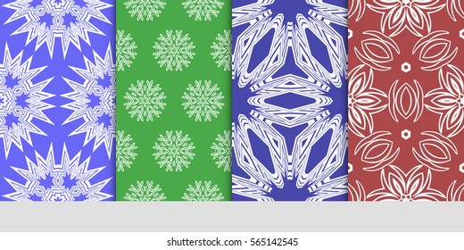 set of Modern floral patterns with geometry flowers. vector illustration. Texture for holiday cards, Valentines day, wedding, wallpaper, web page.