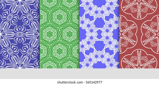 set of Modern floral patterns with geometry flowers. vector illustration. Texture for holiday cards, Valentines day, wedding, wallpaper, web page.