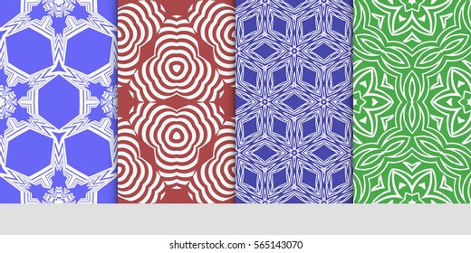 set of Modern floral patterns with geometry flowers. vector illustration. Texture for holiday cards, Valentines day, wedding, wallpaper, web page.