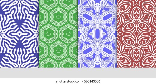 set of Modern floral patterns with geometry flowers. vector illustration. Texture for holiday cards, Valentines day, wedding, wallpaper, web page.