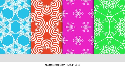 set of Modern floral patterns with geometry flowers. vector illustration. Texture for holiday cards, Valentines day, wedding, wallpaper, web page.