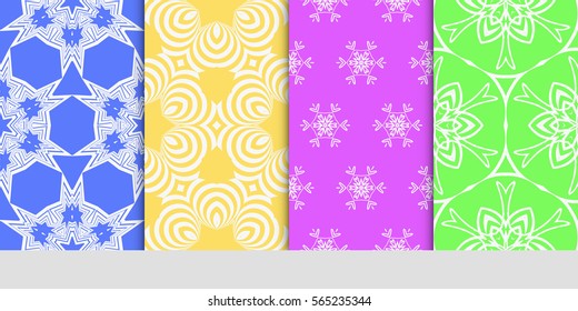 set of Modern floral patterns with geometry flowers. vector illustration. Texture for holiday cards, Valentines day, wedding, wallpaper, web page.