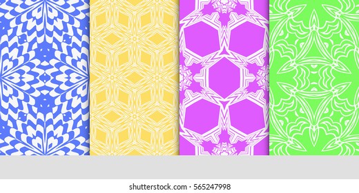 set of Modern floral patterns with geometry flowers. vector illustration. Texture for holiday cards, Valentines day, wedding, wallpaper, web page.