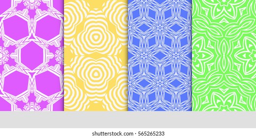 set of Modern floral patterns with geometry flowers. vector illustration. Texture for holiday cards, Valentines day, wedding, wallpaper, web page.