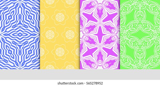 set of Modern floral patterns with geometry flowers. vector illustration. Texture for holiday cards, Valentines day, wedding, wallpaper, web page.