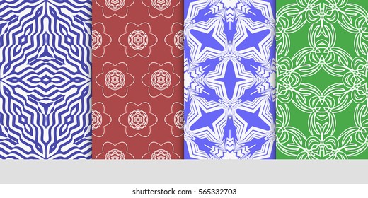set of Modern floral patterns with geometry flowers. vector illustration. Texture for holiday cards, Valentines day, wedding, wallpaper, web page.