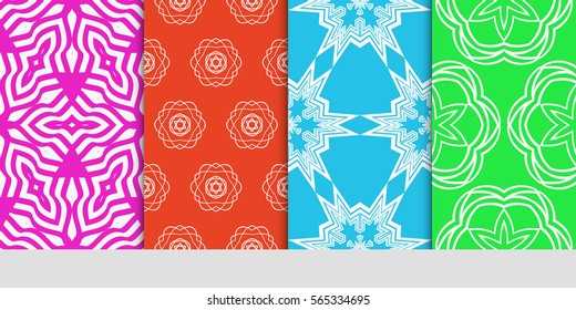 set of Modern floral patterns with geometry flowers. vector illustration. Texture for holiday cards, Valentines day, wedding, wallpaper, web page.