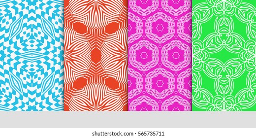 set of Modern floral patterns with geometry flowers. vector illustration. Texture for holiday cards, Valentines day, wedding, wallpaper, web page.