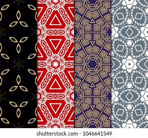 set of modern floral seamless pattern art deco background. Luxury texture for wallpaper, invitation. Vector illustration.