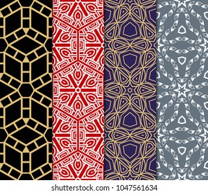 set of modern floral seamless pattern art deco background. Luxury texture for wallpaper, invitation. Vector illustration. set of modern floral seamless pattern art deco background. Luxury texture for wallpaper, invitation. Vector illustration.