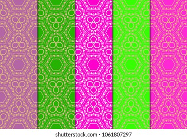 Set of modern floral seamless pattern background. Vector illustration for design. Abstract geometric. Fashion design, print, wallpaper and ornament.