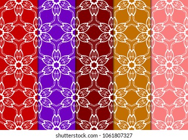 Set of modern floral seamless pattern background. Vector illustration for design. Abstract geometric. Fashion design, print, wallpaper and ornament.