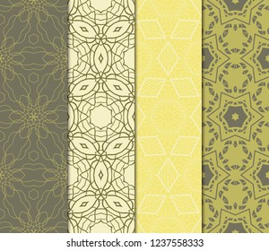 Set Of Modern Floral Seamless Pattern. Decorative Texture For Wallpaper, Invitation, Fabric. Vector Illustration. Color