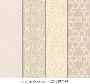 Set Of Modern Floral Seamless Pattern. Decorative Texture For Wallpaper, Invitation, Fabric. Vector Illustration. Color