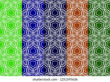 Set Of Modern Floral Seamless Pattern. Decorative Texture For Wallpaper, Invitation, Fabric. Vector Illustration. Color