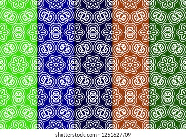 Set Of Modern Floral Seamless Pattern. Decorative Texture For Wallpaper, Invitation, Fabric. Vector Illustration. Color