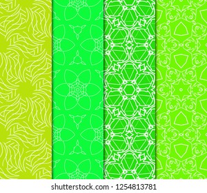 Set Of Modern Floral Seamless Pattern. Decorative Texture For Wallpaper, Invitation, Fabric. Vector Illustration. Color