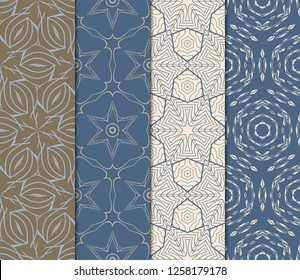 Set Of Modern Floral Seamless Pattern. Decorative Texture For Wallpaper, Invitation, Fabric. Vector Illustration. Color
