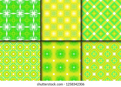 Set Of Modern Floral Seamless Pattern. Decorative Texture For Wallpaper, Invitation, Fabric. Vector Illustration. Color
