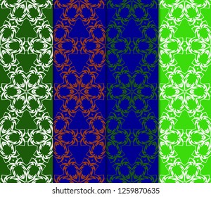 Set Of Modern Floral Seamless Pattern. Decorative Texture For Wallpaper, Invitation, Fabric. Vector Illustration. Color